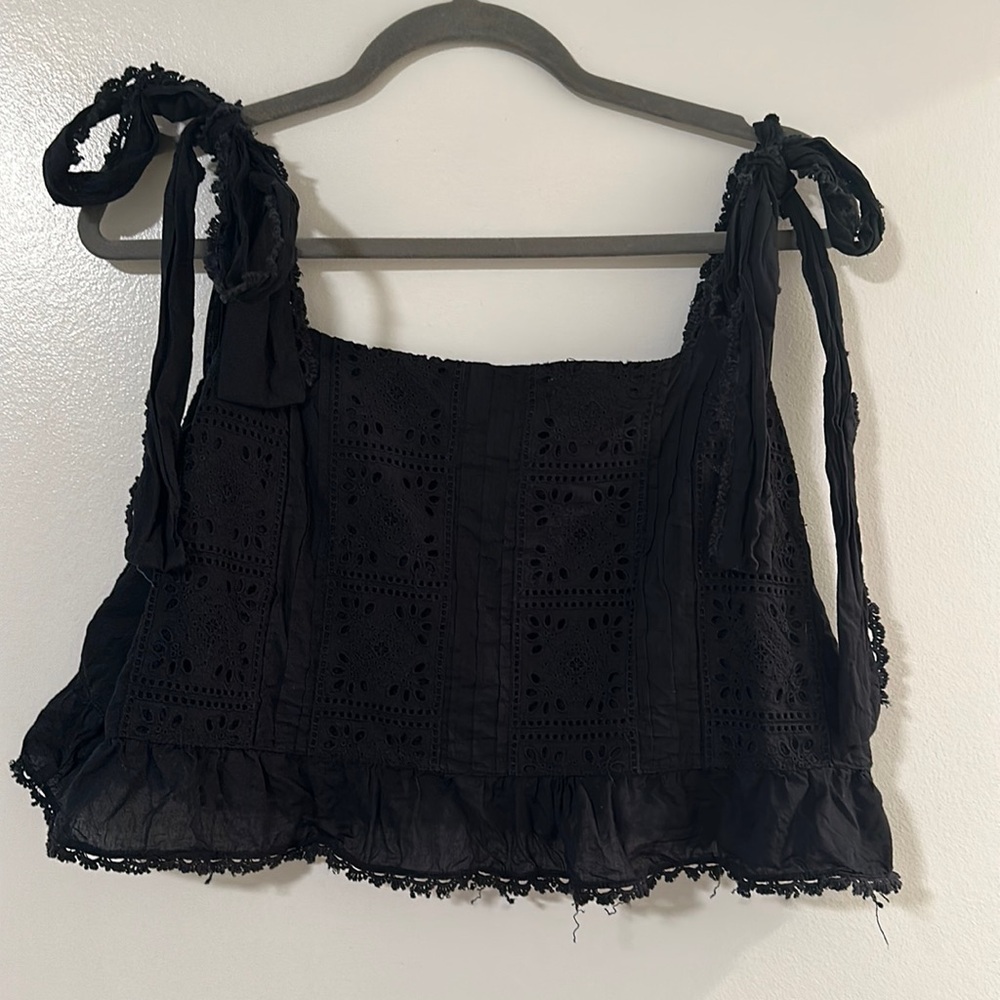 Black Eyelet Farm Rio Crop Top - image 1